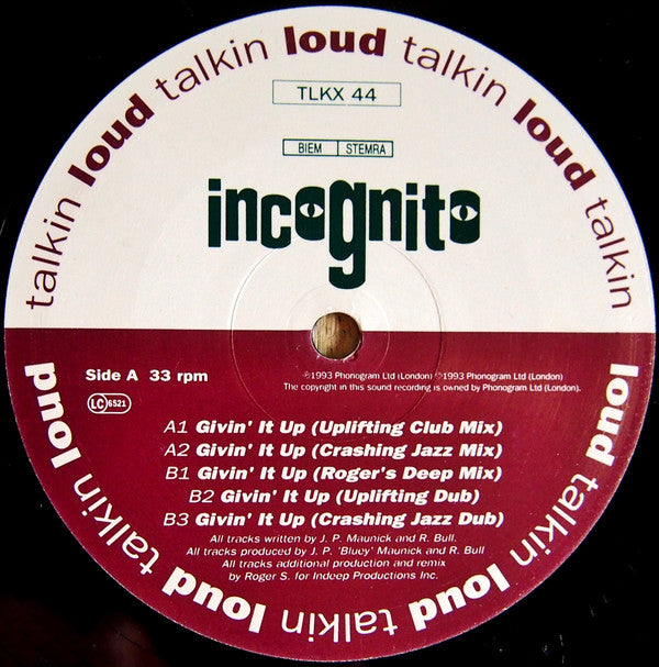 Incognito : Givin' It Up (12")