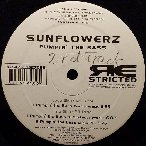 Sunflowerz : Pumpin' The Bass (12", Ltd)