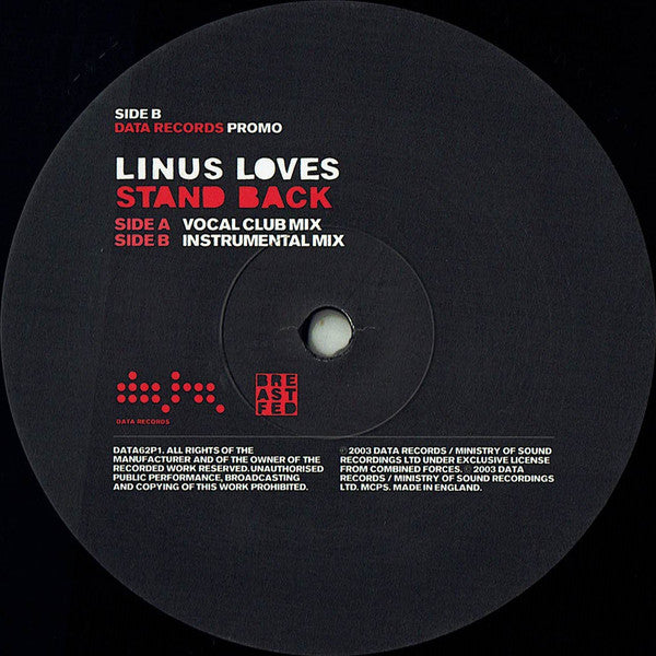 Linus Loves : Stand Back (12", Single, Promo)