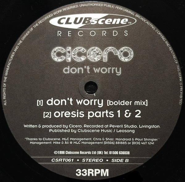 Cicero : Don't Worry (12")