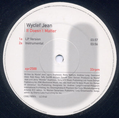 Wyclef Jean : It Doesn't Matter (12", Promo)