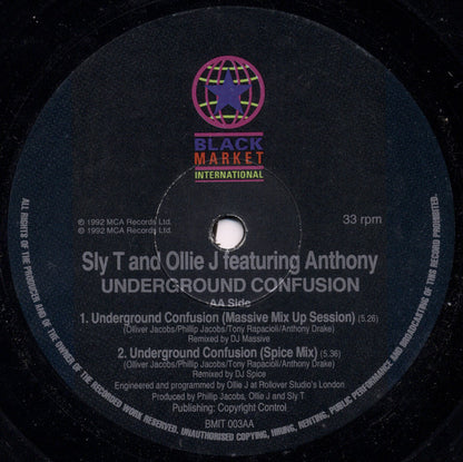 Sly T And Ollie J Featuring Anthoney : Underground Confusion (12")