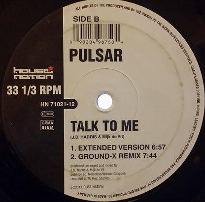 Pulsar (7) : Talk To Me (12")