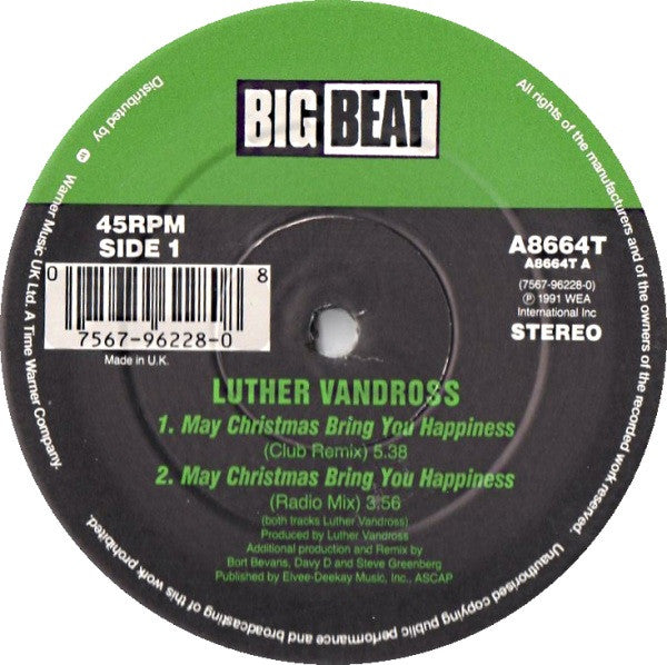 Luther Vandross : May Christmas Bring You Happiness (12")