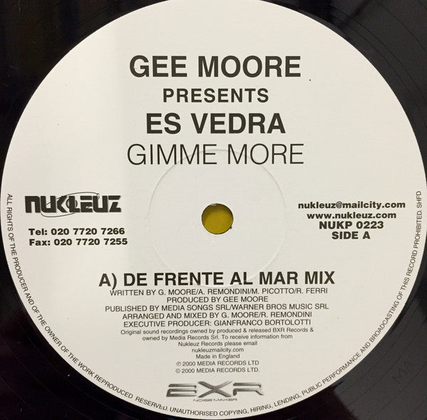 Gee Moore Presents Es Vedra : Gimme More (12")