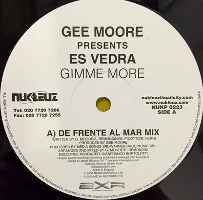 Gee Moore Presents Es Vedra : Gimme More (12")