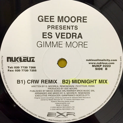 Gee Moore Presents Es Vedra : Gimme More (12")
