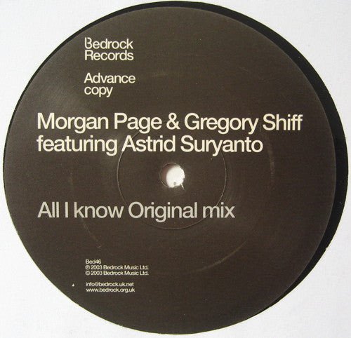 Morgan Page & Gregory Shiff : All I Know (12", Promo)