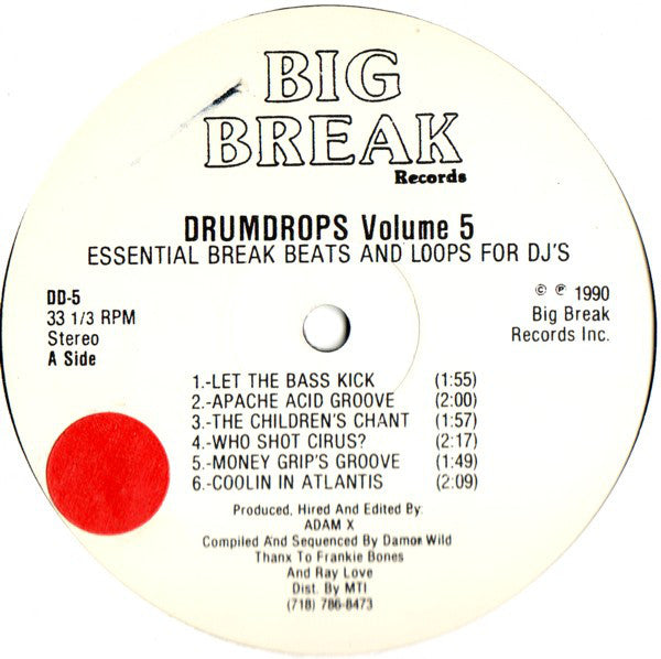 Adam X : Drumdrops Vol. 5 (Essential Break Beats And Loops For DJ's) (12")