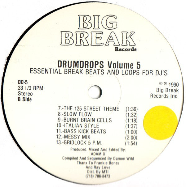 Adam X : Drumdrops Vol. 5 (Essential Break Beats And Loops For DJ's) (12")
