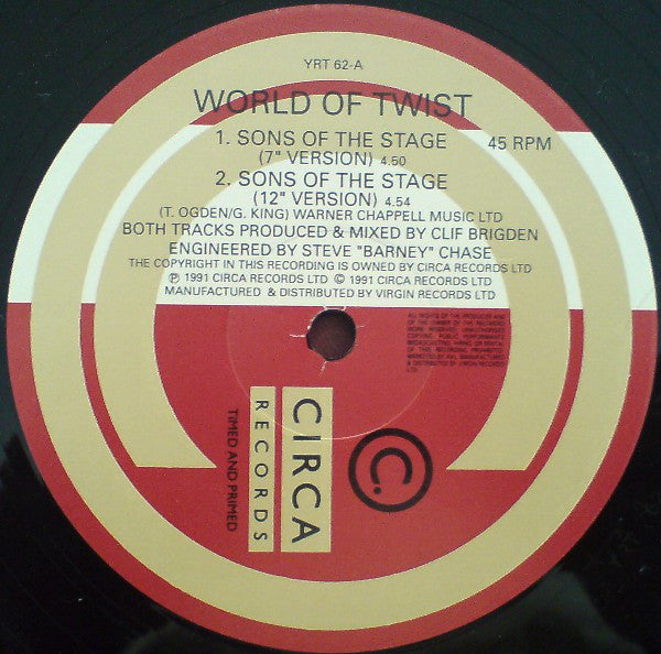 World Of Twist : Sons Of The Stage (12", Single)