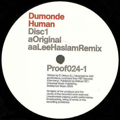 Dumonde : Human (12", Dis)
