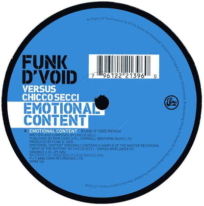 Funk D'Void Versus Chicco Secci : Emotional Content (12")