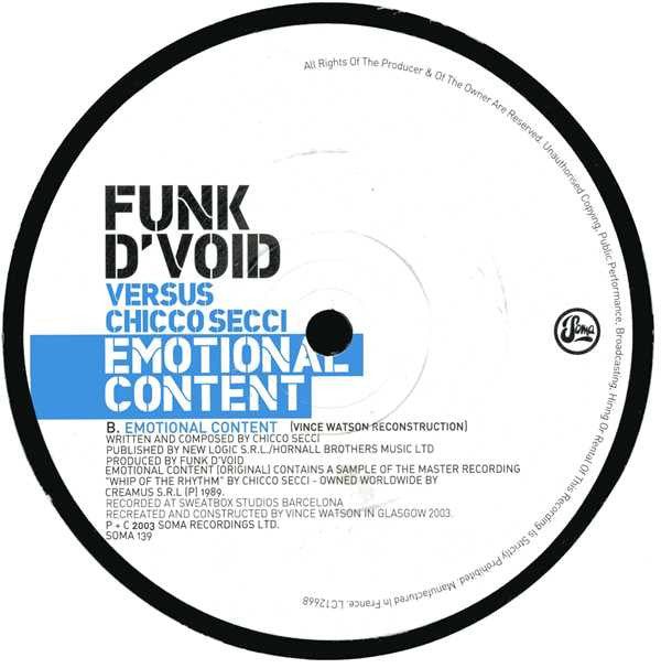 Funk D'Void Versus Chicco Secci : Emotional Content (12")