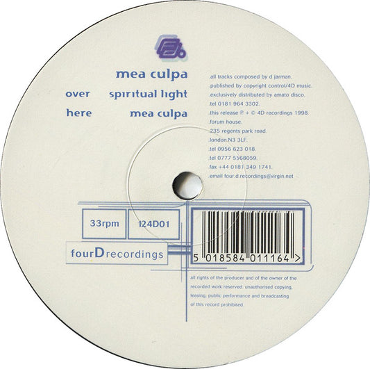 Mea Culpa : Spiritual Light / Mea Culpa (12")