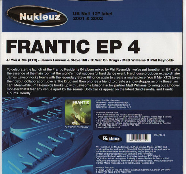 James Lawson & Steve Hill / Matt Williams & Phil Reynolds : Frantic EP 4 (12", EP)