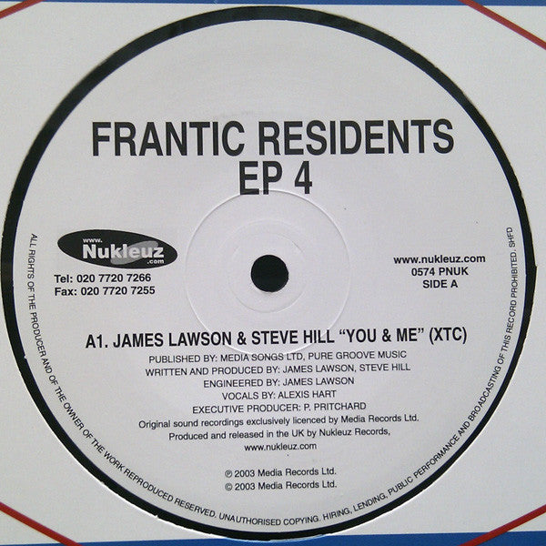 James Lawson & Steve Hill / Matt Williams & Phil Reynolds : Frantic EP 4 (12", EP)