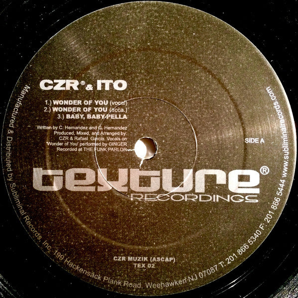 CZR & ITO Featuring Ginger* : Wonder Of You / Don't Stop (12")