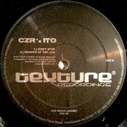CZR & ITO Featuring Ginger* : Wonder Of You / Don't Stop (12")