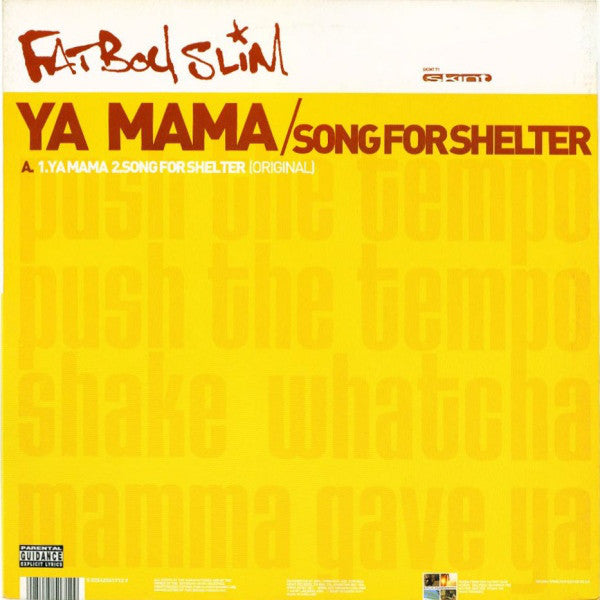 Fatboy Slim : Ya Mama / Song For Shelter (12")