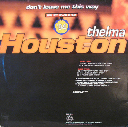 Thelma Houston : Don't Leave Me This Way (Remix '94) (12", Dis)