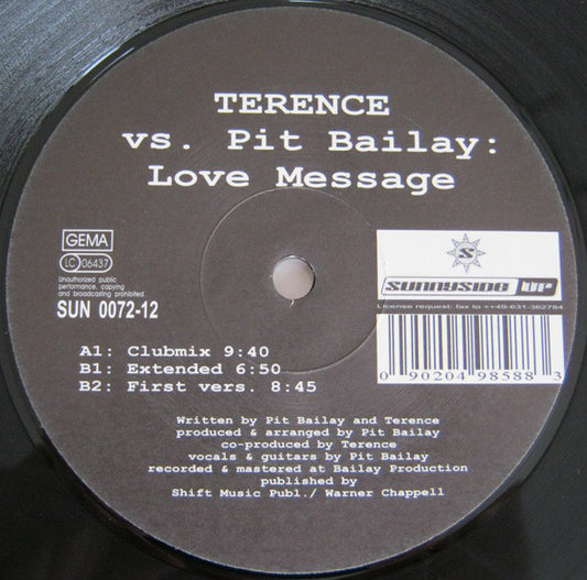 Terence vs. Pit Bailay : Love Message (12")