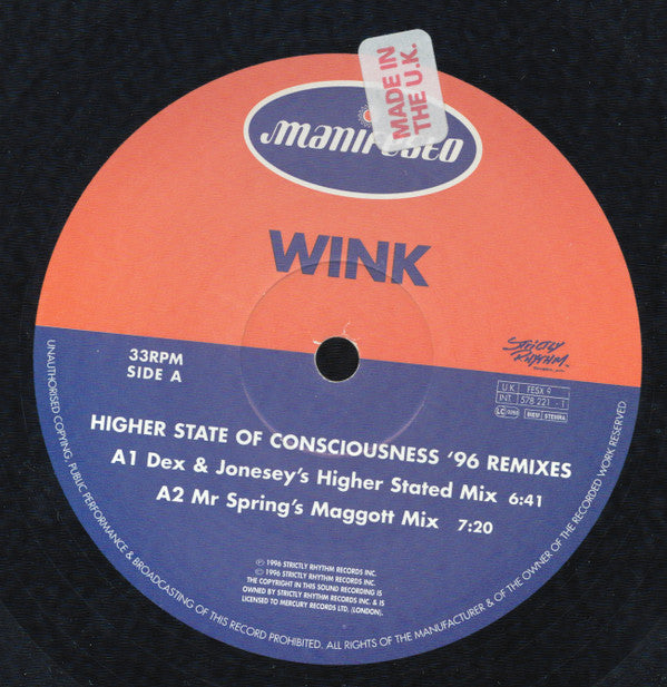 Josh Wink : Higher State Of Consciousness '96 Remixes (12")
