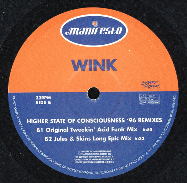 Josh Wink : Higher State Of Consciousness '96 Remixes (12")