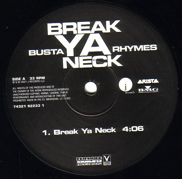 Busta Rhymes : Break Ya Neck (12")