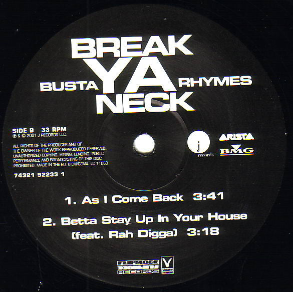 Busta Rhymes : Break Ya Neck (12")