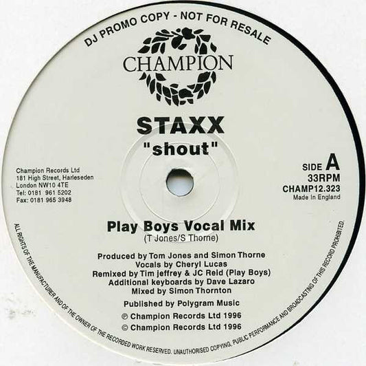 Staxx : Shout (2x12", Promo)