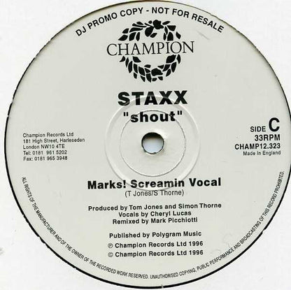 Staxx : Shout (2x12", Promo)