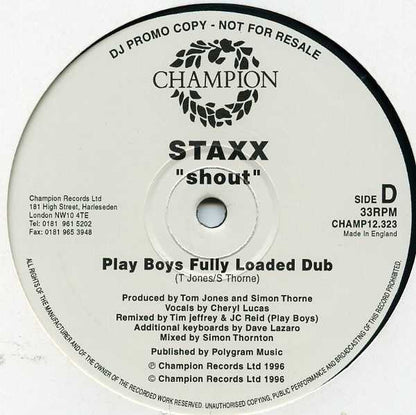 Staxx : Shout (2x12", Promo)
