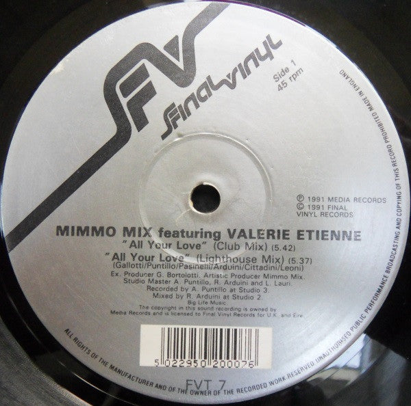 Mimmo Mix Featuring Valerie Etienne : All Your Love (12")
