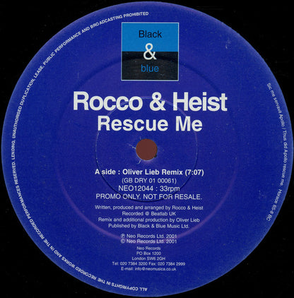 Rocco & Heist : Rescue Me (12", Promo)