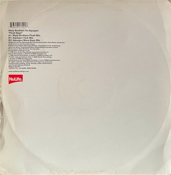 Warp Brothers Vs. Aquagen : Phatt Bass (12")
