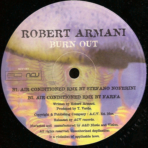 Robert Armani : Burn Out (12")