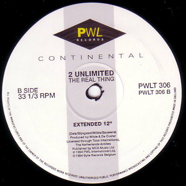 2 Unlimited : The Real Thing (12", Single)