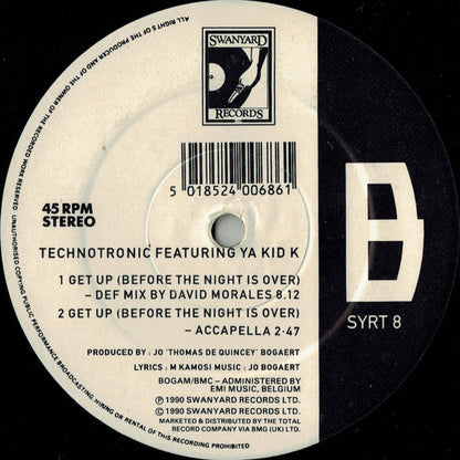 Technotronic Featuring Ya Kid K : Get Up (Before The Night Is Over) (12", Single, Com)