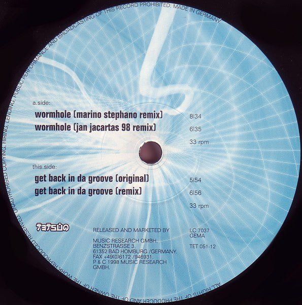 Tom Wax & Jan Jacarta : Wormhole '98 / Get Back In Da Groove (12")