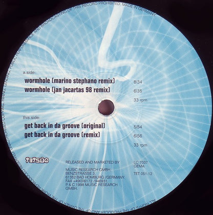 Tom Wax & Jan Jacarta : Wormhole '98 / Get Back In Da Groove (12")