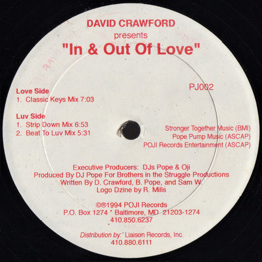 David Crawford (3) : In & Out Of Love (12")