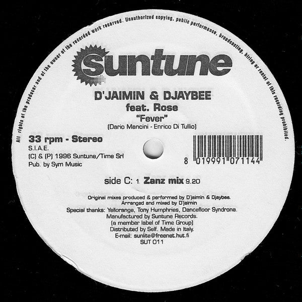 D'Jaimin* & Djaybee : Fever (12", Advance)