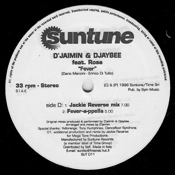 D'Jaimin* & Djaybee : Fever (12", Advance)