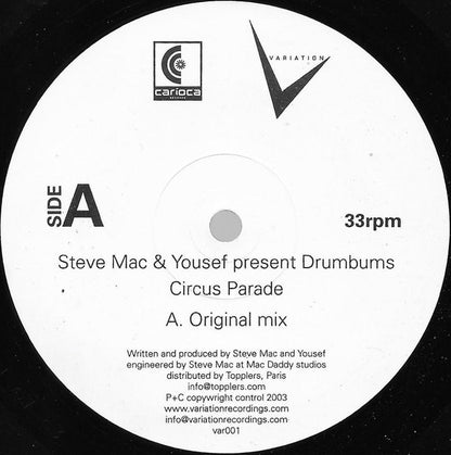 Steve Mac And Yousef Present The Drumbums : Circus Parade (12")