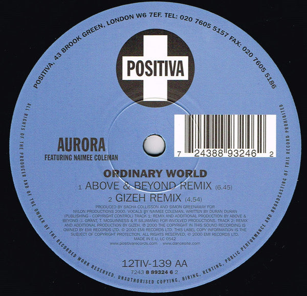 Aurora Featuring Naimee Coleman : Ordinary World (12", Single)