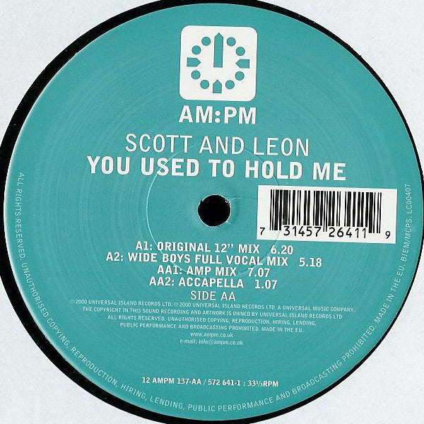 Scott & Leon : You Used To Hold Me (Original / Wide Boys / Amp Mixes) (12")
