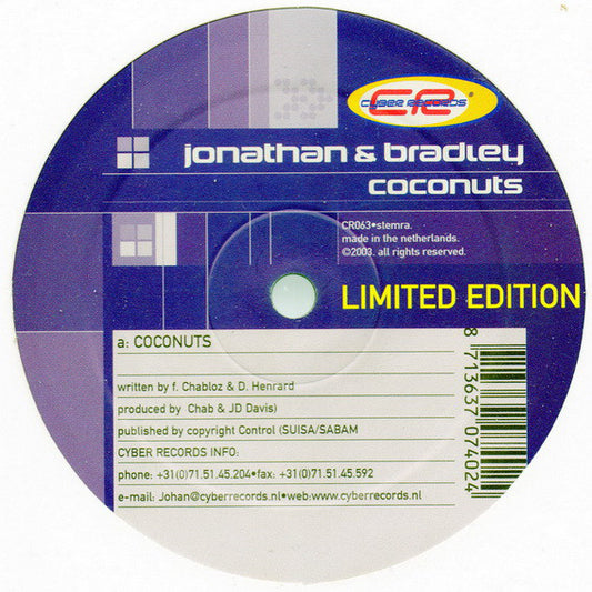 Jonathan & Bradley : Coconuts (12", S/Sided, Ltd)