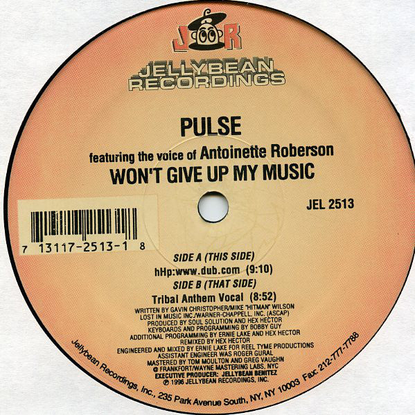 Pulse (3) : Won't Give Up My Music (12")