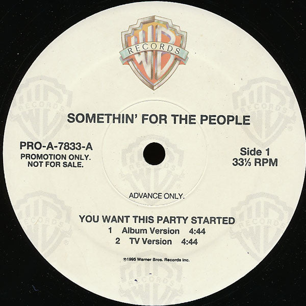 Somethin' For The People : You Want This Party Started (12", Promo)